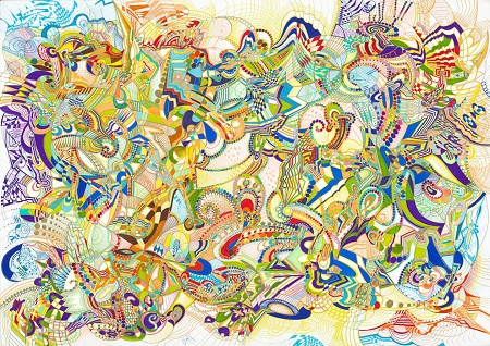 Βασιλική Σαργολόγου Oλυμπιακή Φλόγα χρωματιστά μελάνια σε χατί