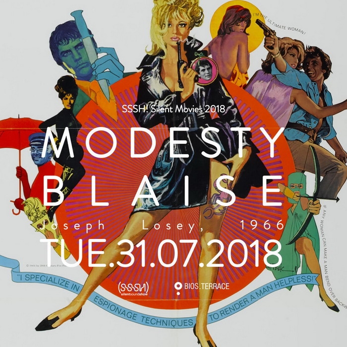 Sssh! Silent movies,Modesty Blaise@Bios Terrace (Τρίτη 31 Ιουλίου 2018)