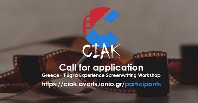 CIAK: Πρόσκληση για συμμετοχές στο Εργαστήριο Συγγραφής Σεναρίου “Greece – Puglia Experience Screenwriting Workshop”