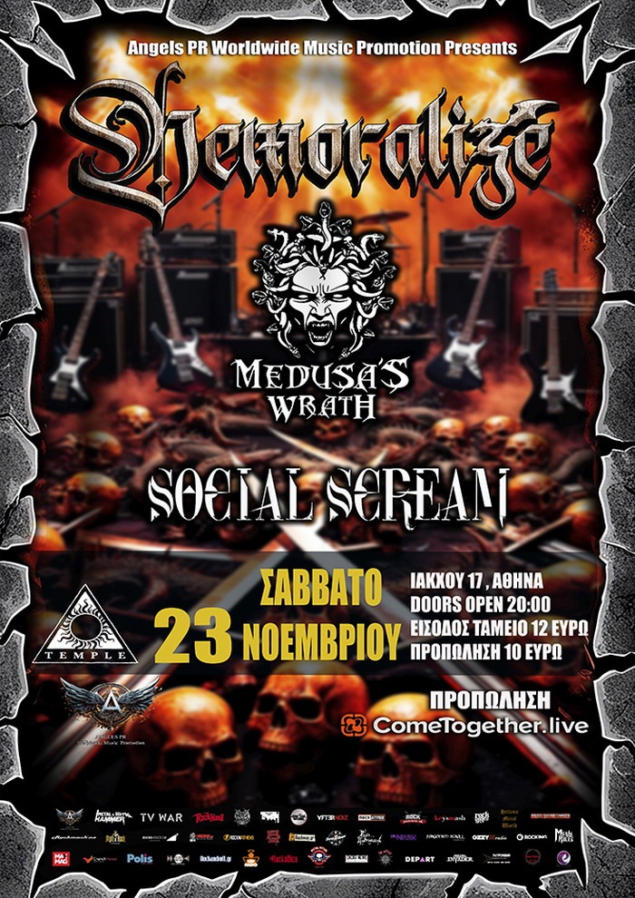 DEMORALIZE / MEDUSA’S WRATH / SOCIAL SCREAM – live @ Temple – Σάββατο 23 Νοεμβρίου